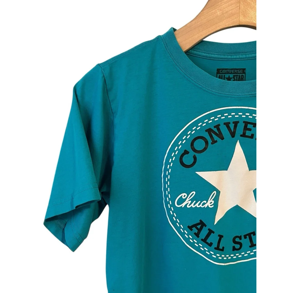 Converse All-Star T-Shirt Youth Size L 12-13 Years Teal Short Sleeve Logo Tee
